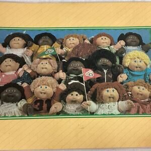 2 Vintage 1980s Cabbage Patch Kids Dolls Collection Laminated Plastic Place Mats